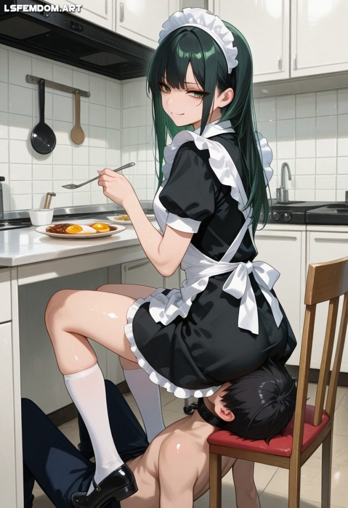 Dominant Maid Uses Human Chair Slave For Facesitting
