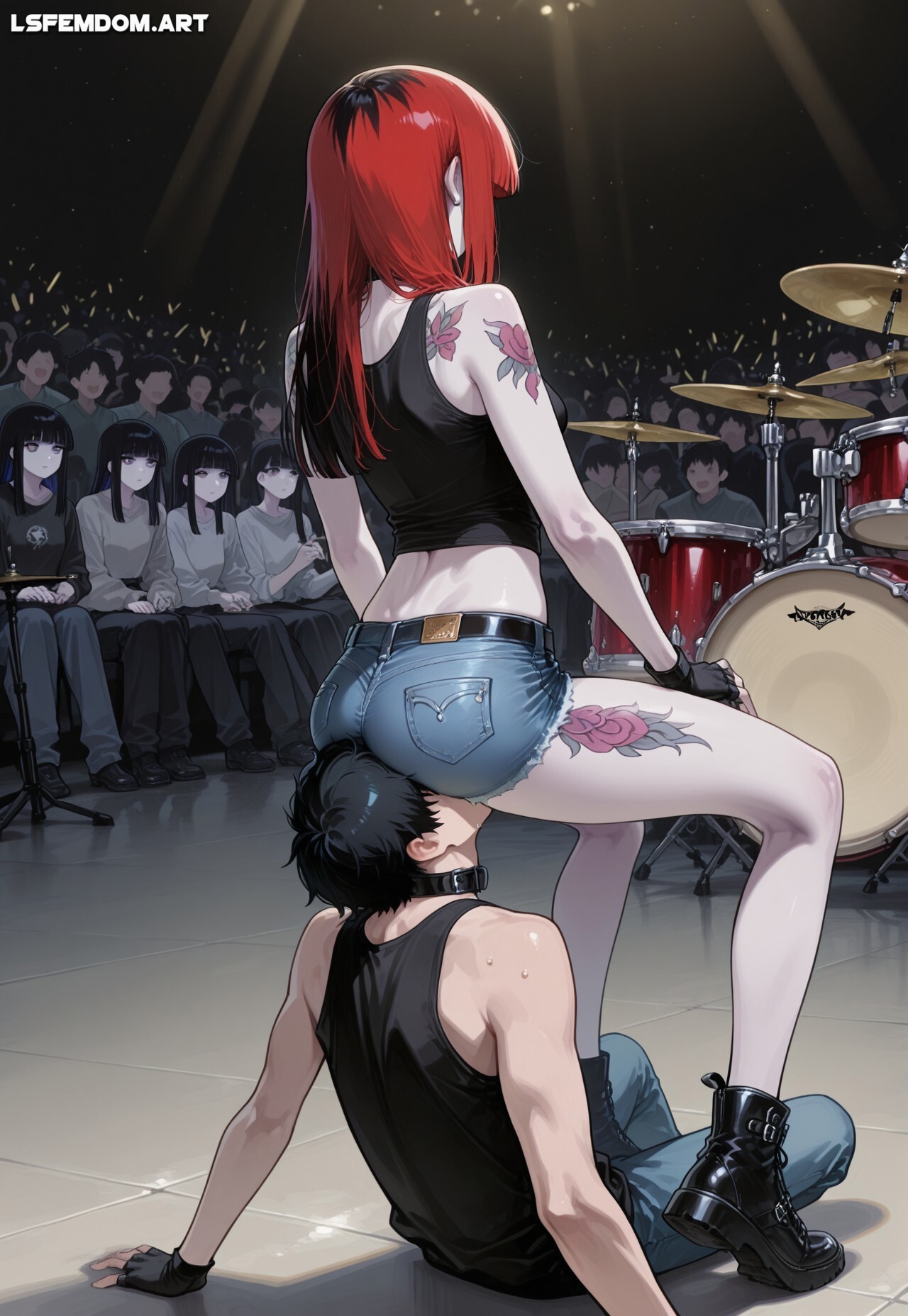 Goth Mistress Raven USe Human Chair For Jeanssitting Femdom