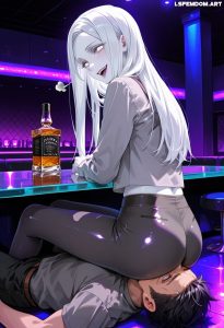 Lady Death Facesitting and Jeanssitting On Human Chair Femdom