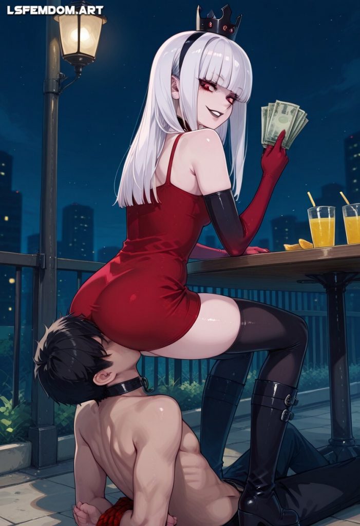 Mistress Crimson Facesitting On Human Chair Slave