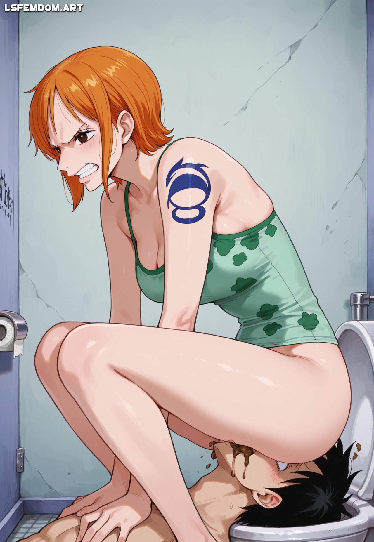 Nami Uses Human Toilet For Scat