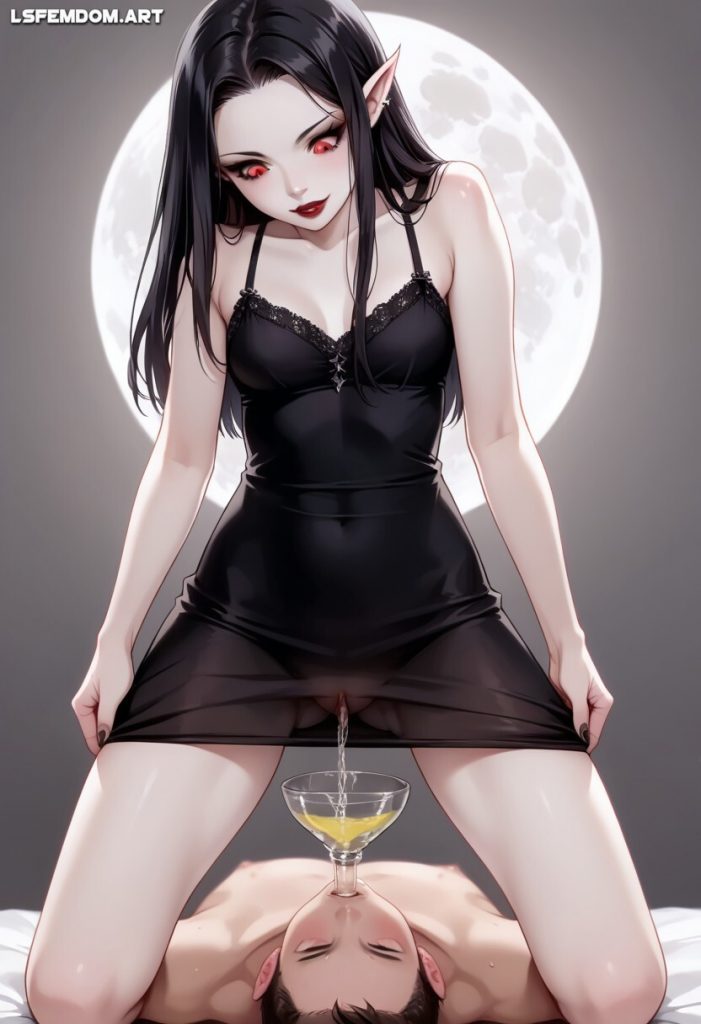 Vampire Domme Uses Human Urinal For Piss Drinking Femdom
