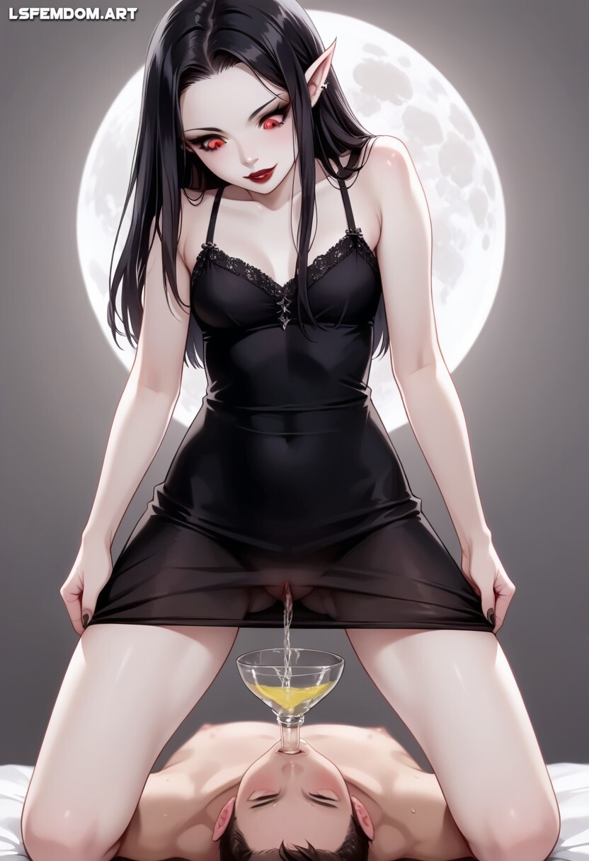 Vampire Domme Uses Human Urinal For Piss Drinking Femdom
