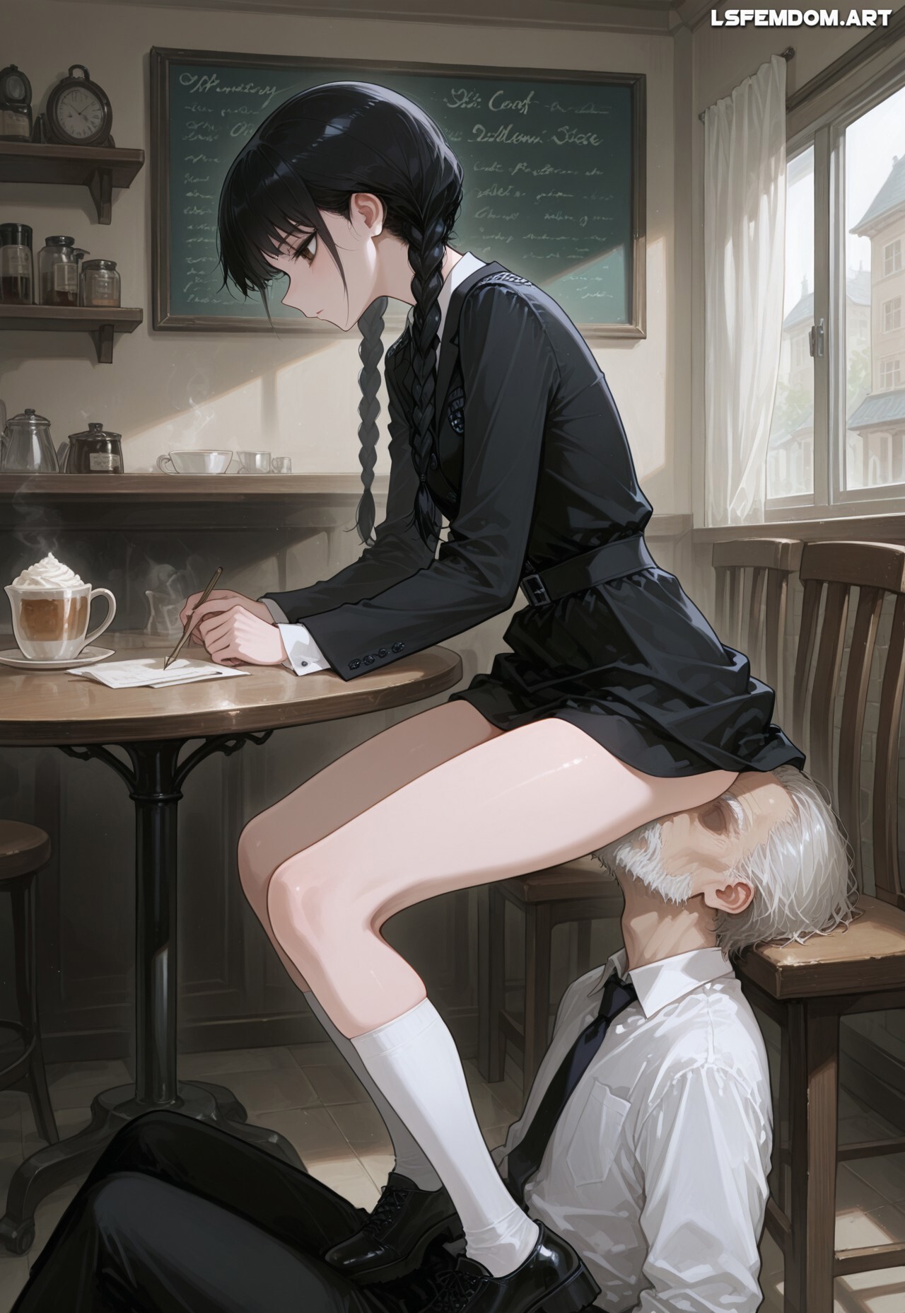 Wednesday Addams Facesitting On Human Chair