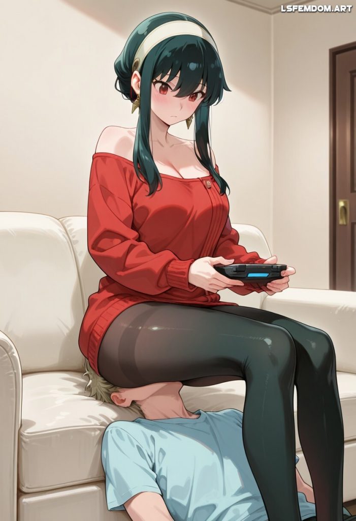 Yor Forger Uses Human Sofa Slave For Facesitting Femdom