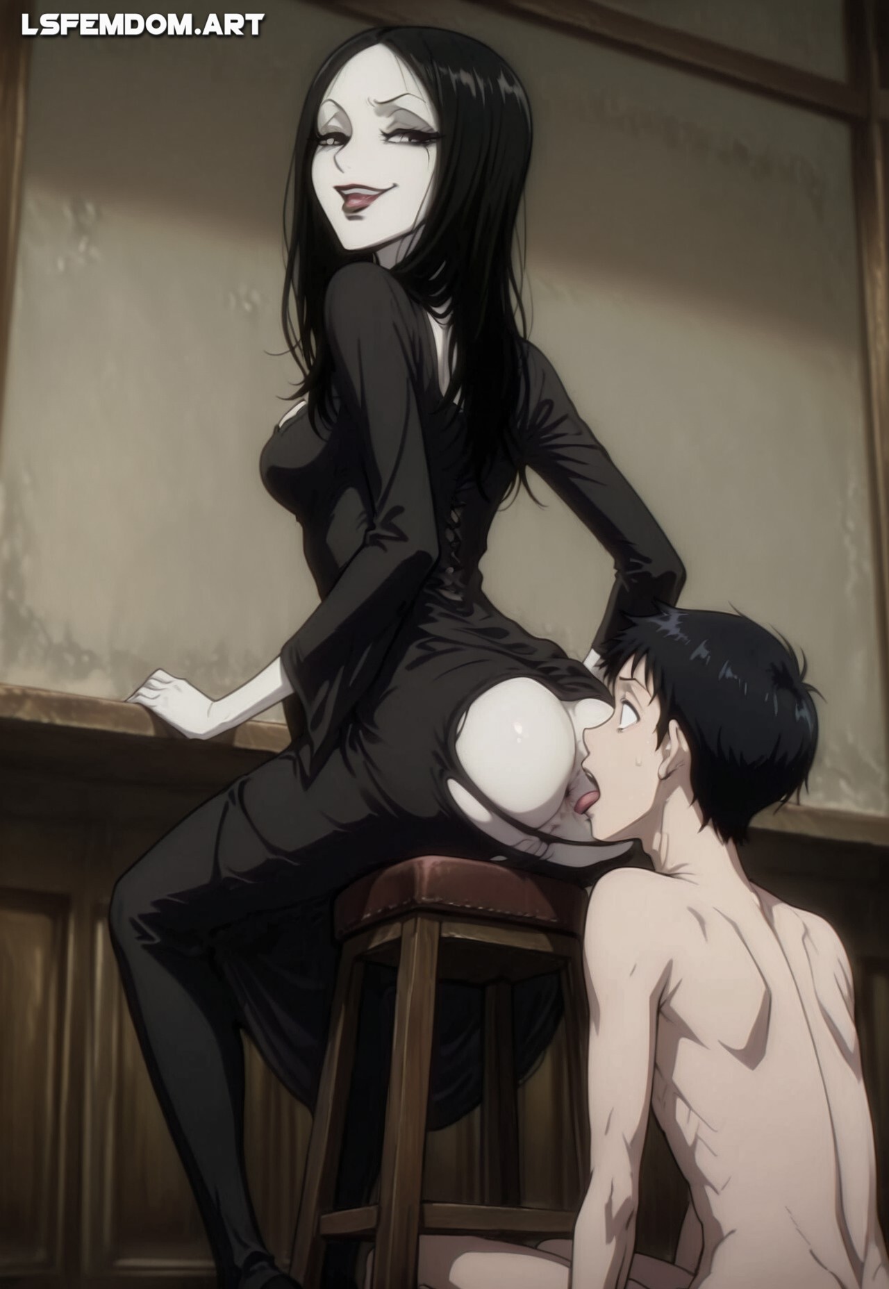 Morticia Addams Femdom Ass Licking Gothic