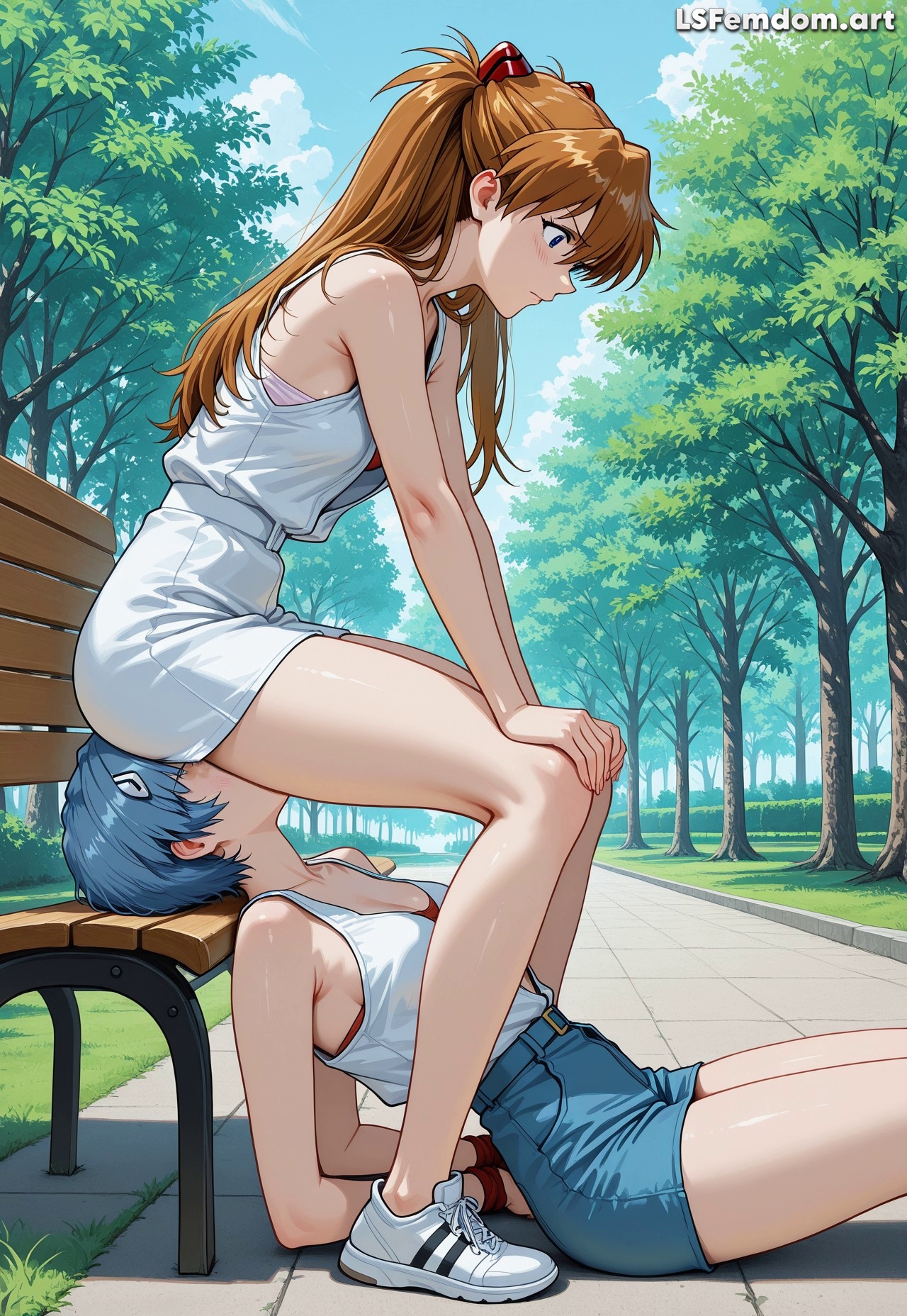 Asuka Uses Rei's Face As Seat For Facesitting LezDom