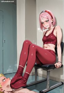Licking and Sucking Sweaty Socks on Sakura Haruno's Feet