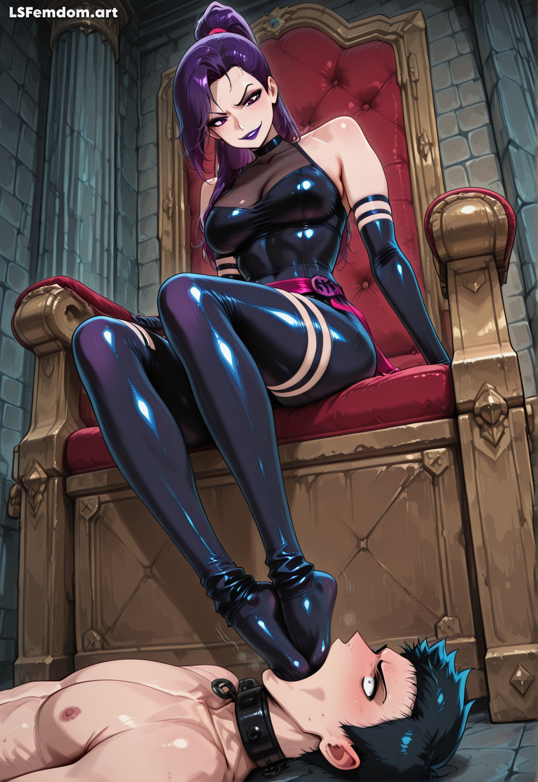 Psylocke Extreme Double Foot Gagging Femdom