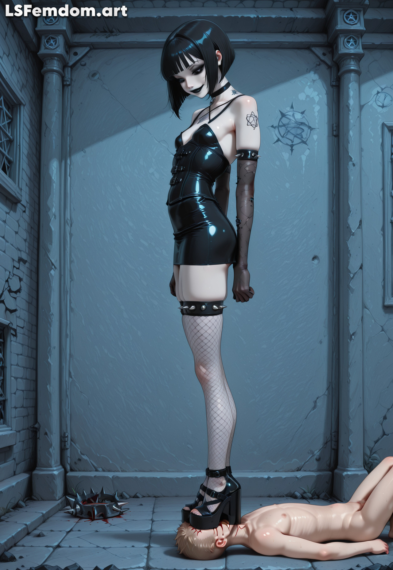 Sadistic Goth Girl Tramples Captive Slaves (Very Cruel Femdom)