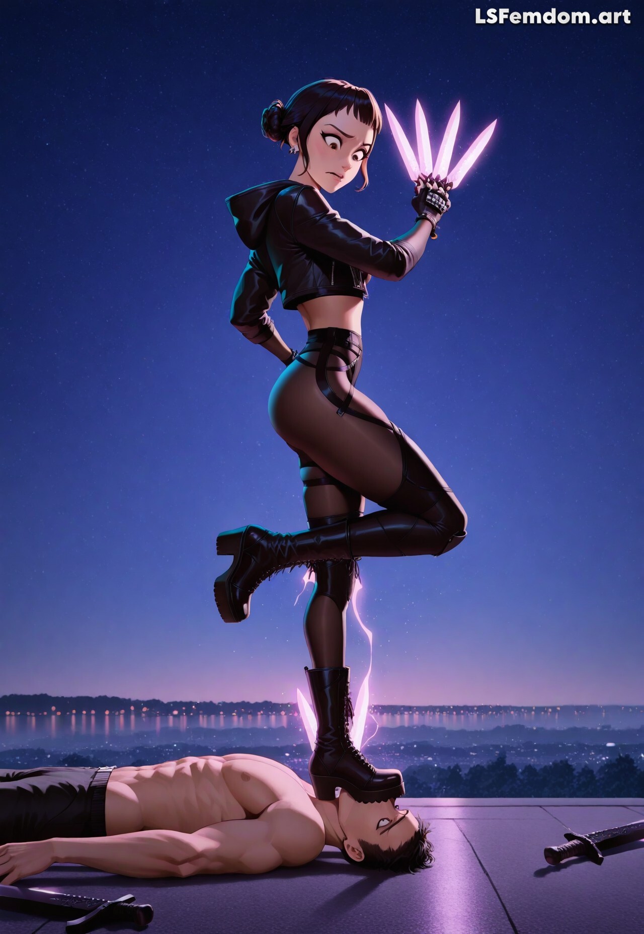 Zoey (K-Pop) Stomping Slave's Head Femdom Trampling