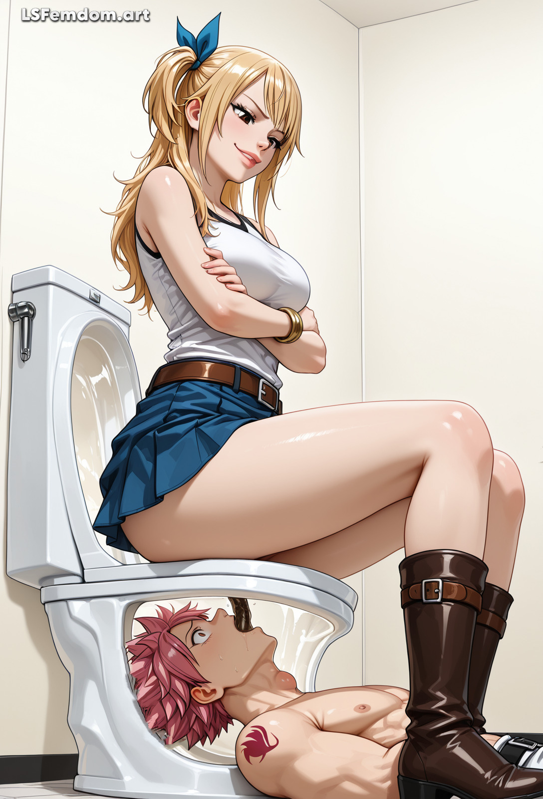 Lucy Heartfilia Uses Natsu Like a Human Toilet For Scat Femdom