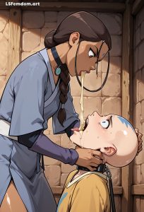 Katara Vomit In Aang's Mouth Extreme Femdom Art