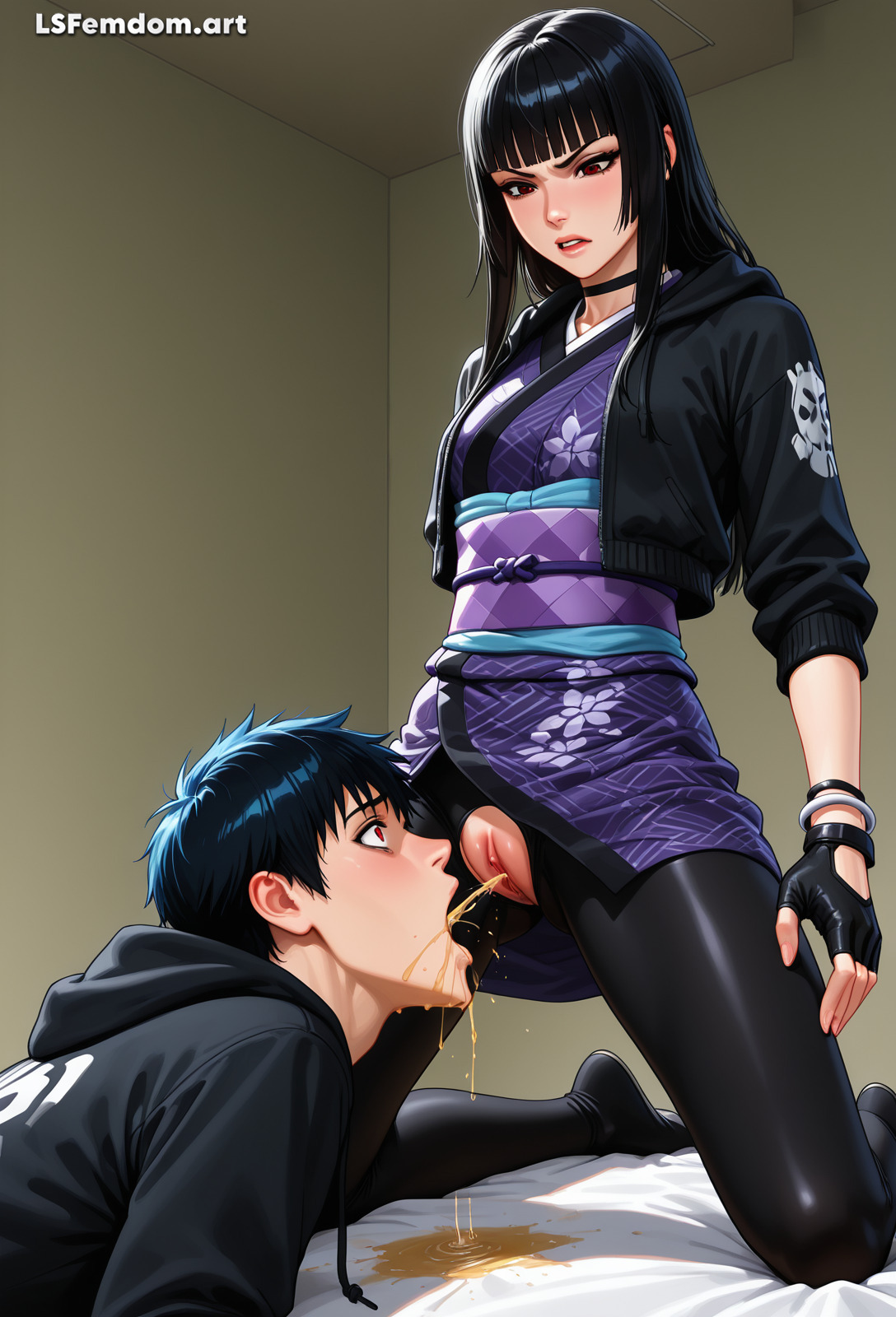 Piss Drinking Femdom With Charlotte (Fortnite) and Her Slave Art