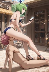 Brandish Uses Natsu Like a Human Chair Facesitting Femdom Art