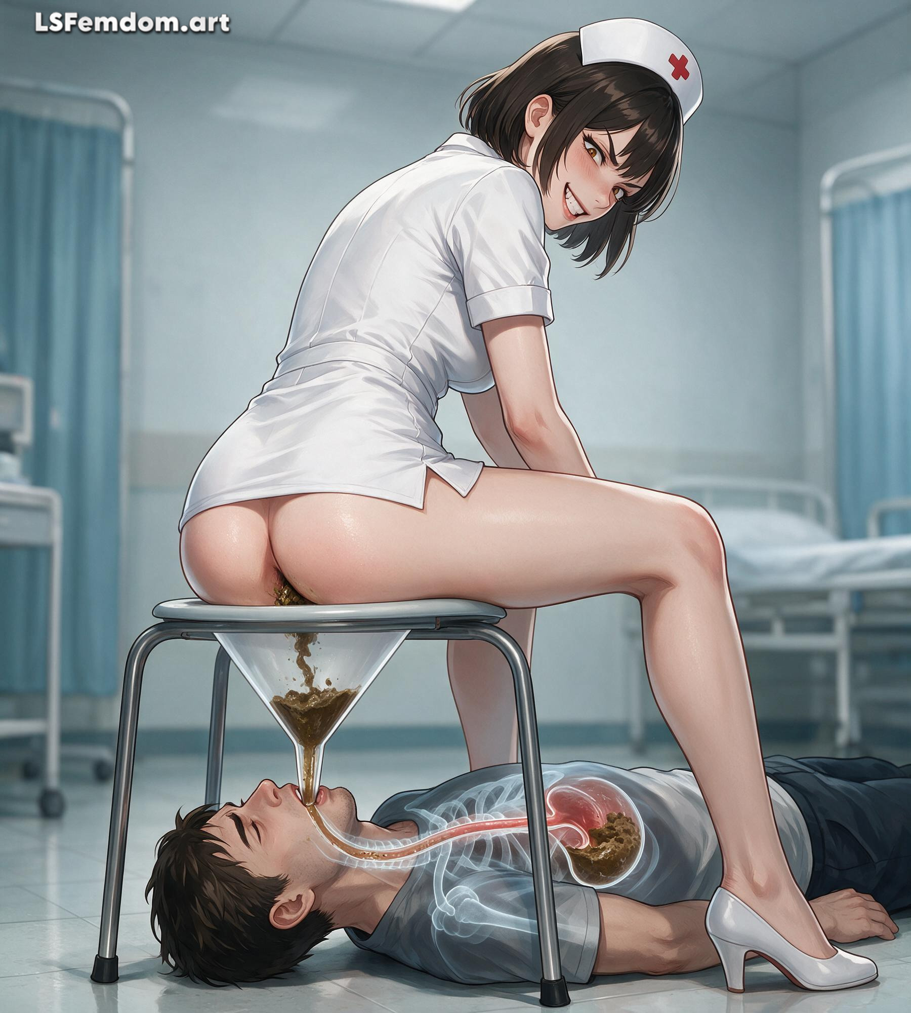 Scat Swallowing X-Ray Femdom Art (Toilet Slave For Nurse)