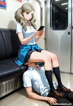 Ann Takamaki Facesitting On Human Furniture - Forniphilia Femdom